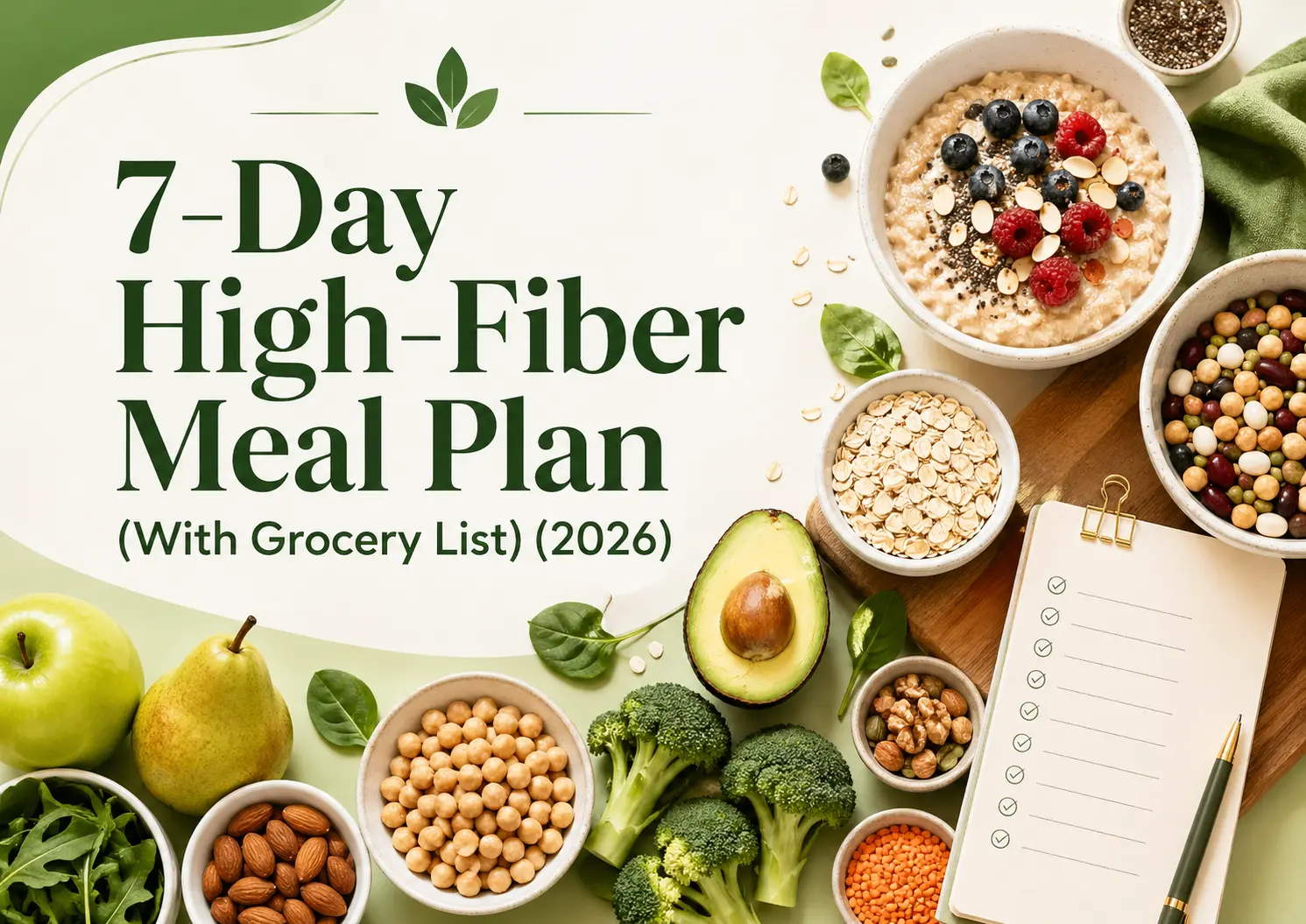 7-Day High-Fiber Meal Plan (With Grocery List) (2026)